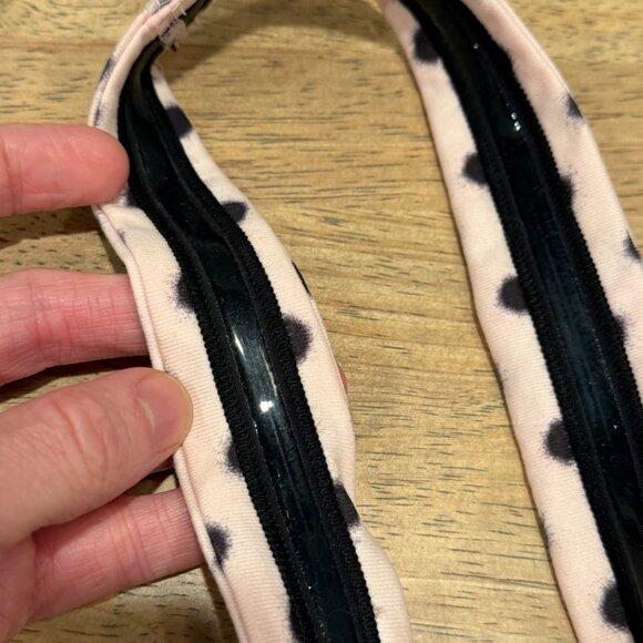 Lululemon Pink & Black Polkadot Workout Headband Silicone Grip - Picture 5 of 5